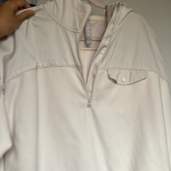 Athleta white cream jacket size medium soft jacket with pockets - Picture 14 of 14